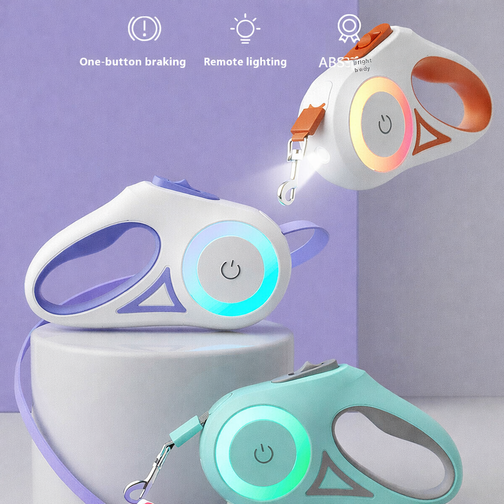 Dog Leash Retractable Leash And Dog Collar Spotlight Automatic Pet Dog Cat Traction Rope For Small Medium Dogs Pet Product